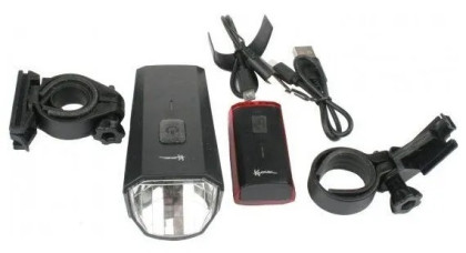 Фара комплект (передн. и задн.), micro USB, LiPo 3,7 V/ 1700/480 mAh, KLONK, 11950