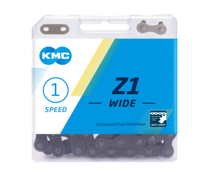 Цепь, KMC, Z1, 1/2"x1/8", 1 ск., 68 зв., с замком CLN, серебристая