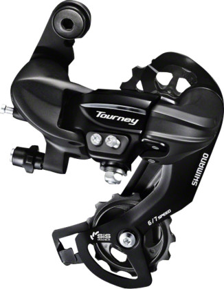 Переключатель задний, RD-TY300, TOURNEY, 6/7 ск., под петух, подвод - обратный, SHIMANO